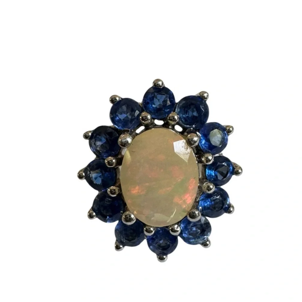 Vintage opal and tanzanite 925 silver ring